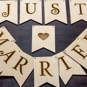 Laser Cut Wedding Garland Just Married Flags Decorative Hanging Garlands Banner. Vector Laser Cut File Cdr, Svg,Pdf cnc files, lasercut. 161