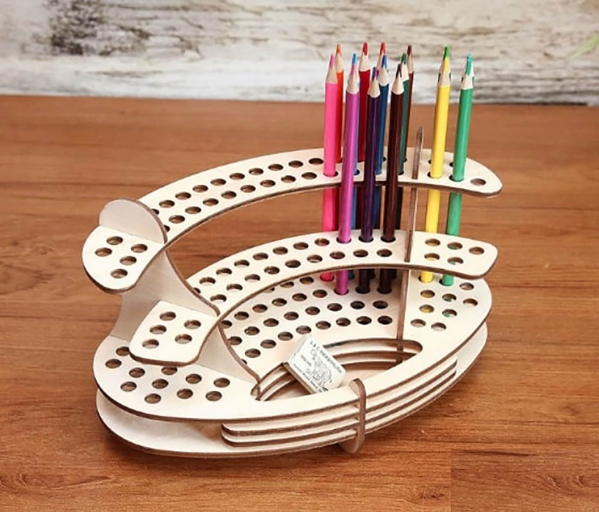 Laser Cut Wood Pencil Holder Pen Stand Pencil Storage Organizer 3mm 175