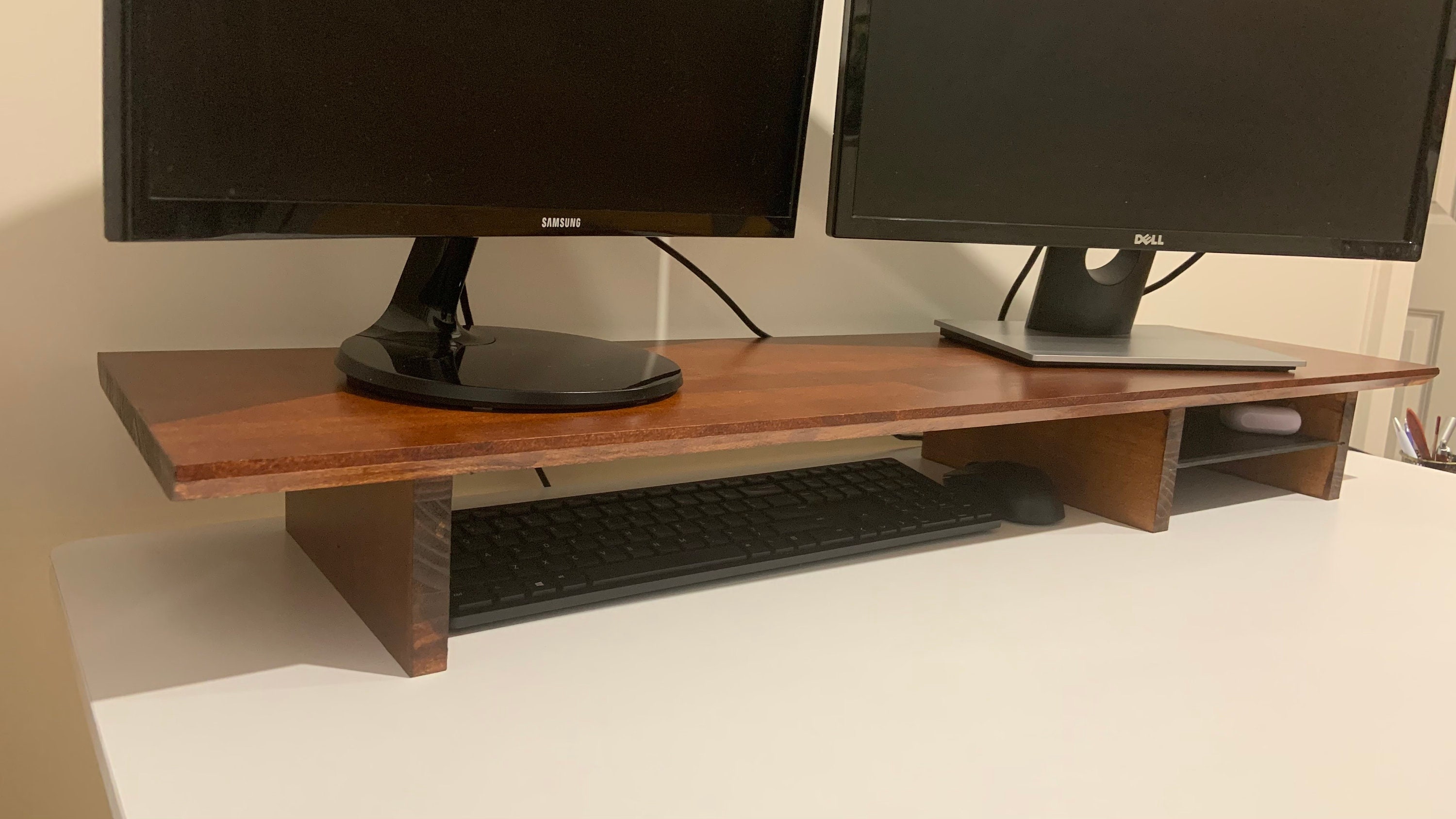 Dual Monitor Table for Screen Raiser Stand Desktop Table Monitor Stand ...