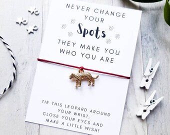 Leopard Wish Bracelet, Never Change Your Spots Charm Bracelet, Leopard Affirmation Bracelet, Leopard Jewellery, Leopard Gift,Positivity Gift