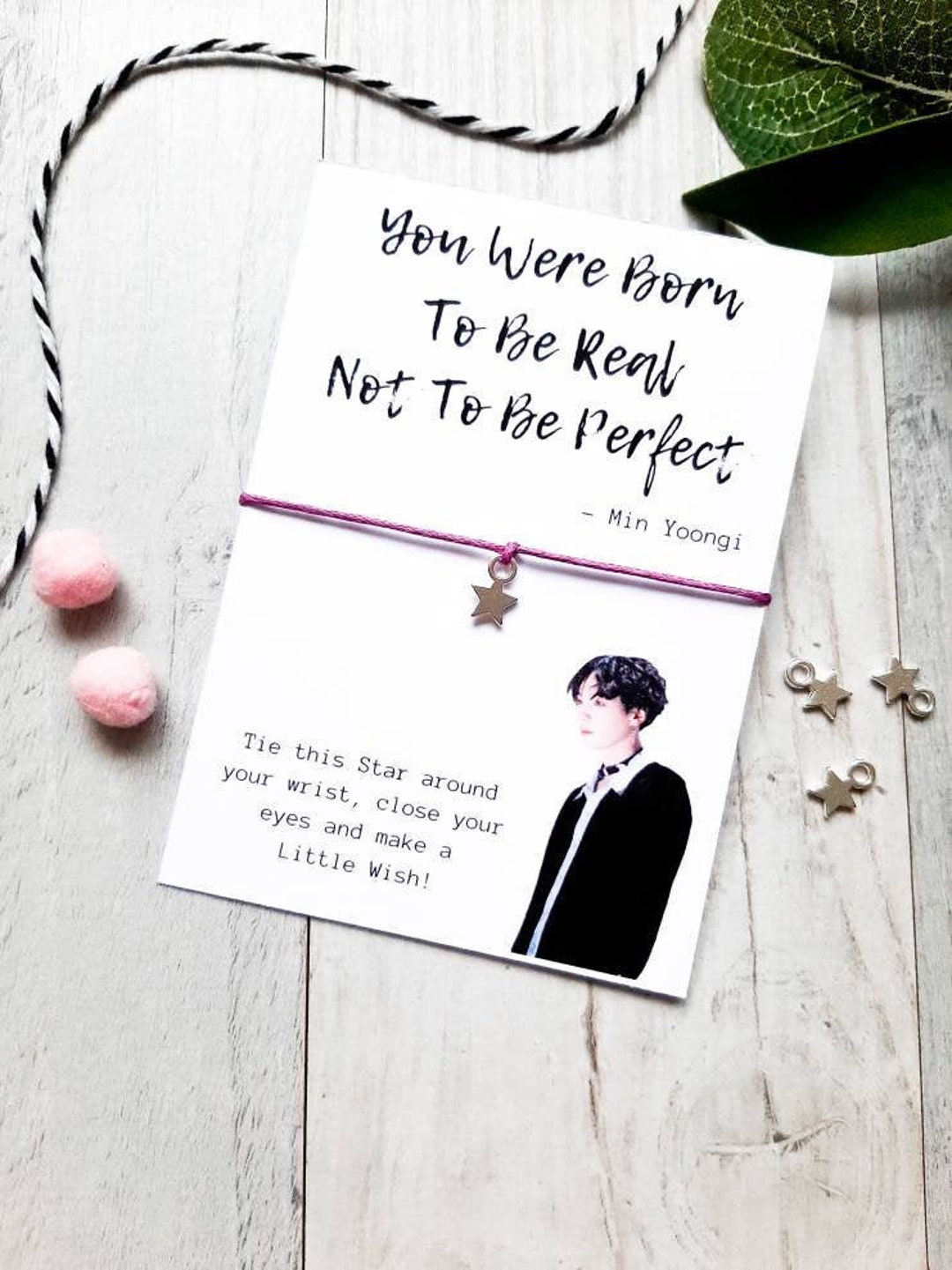 BTS Min Yoongi Quote Wish Bracelet BTS Suga Charm Bracelet Etsy