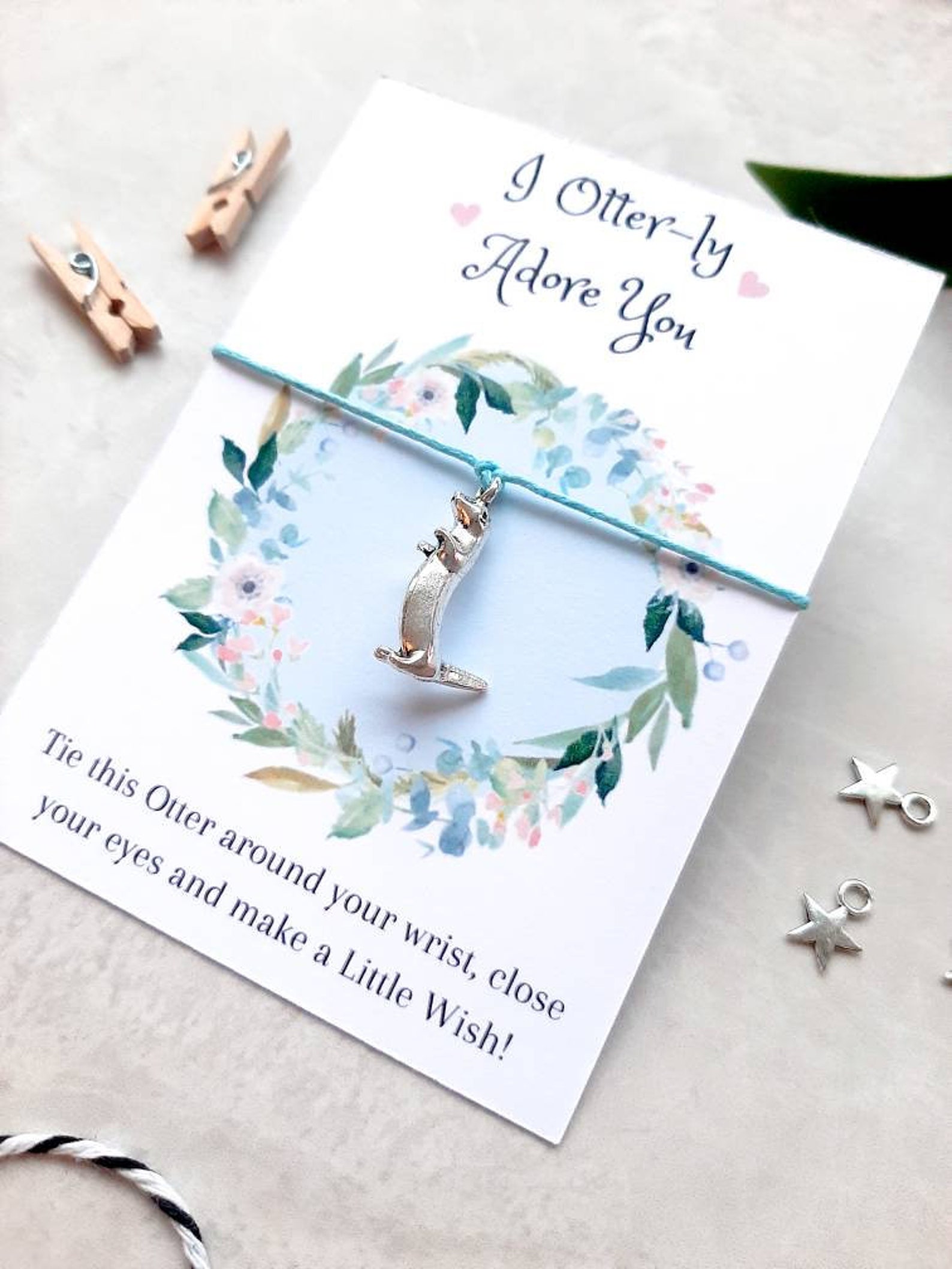 I Otterly Adore You Wish Bracelet Otter Charm Bracelet Etsy