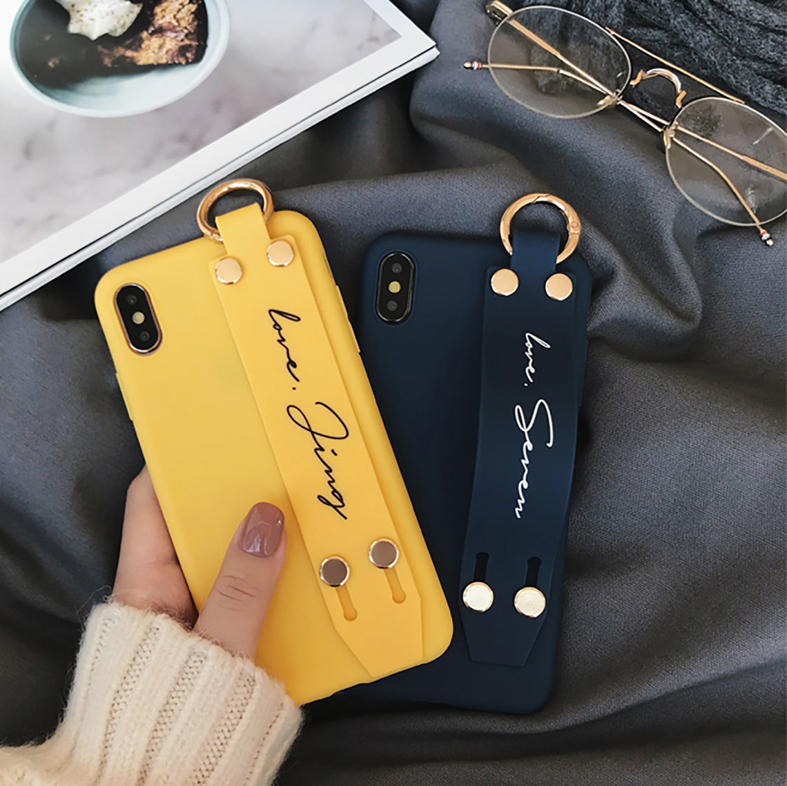 Personalised Phone Case Customized Name Wrist Band Belt Soft Etsy