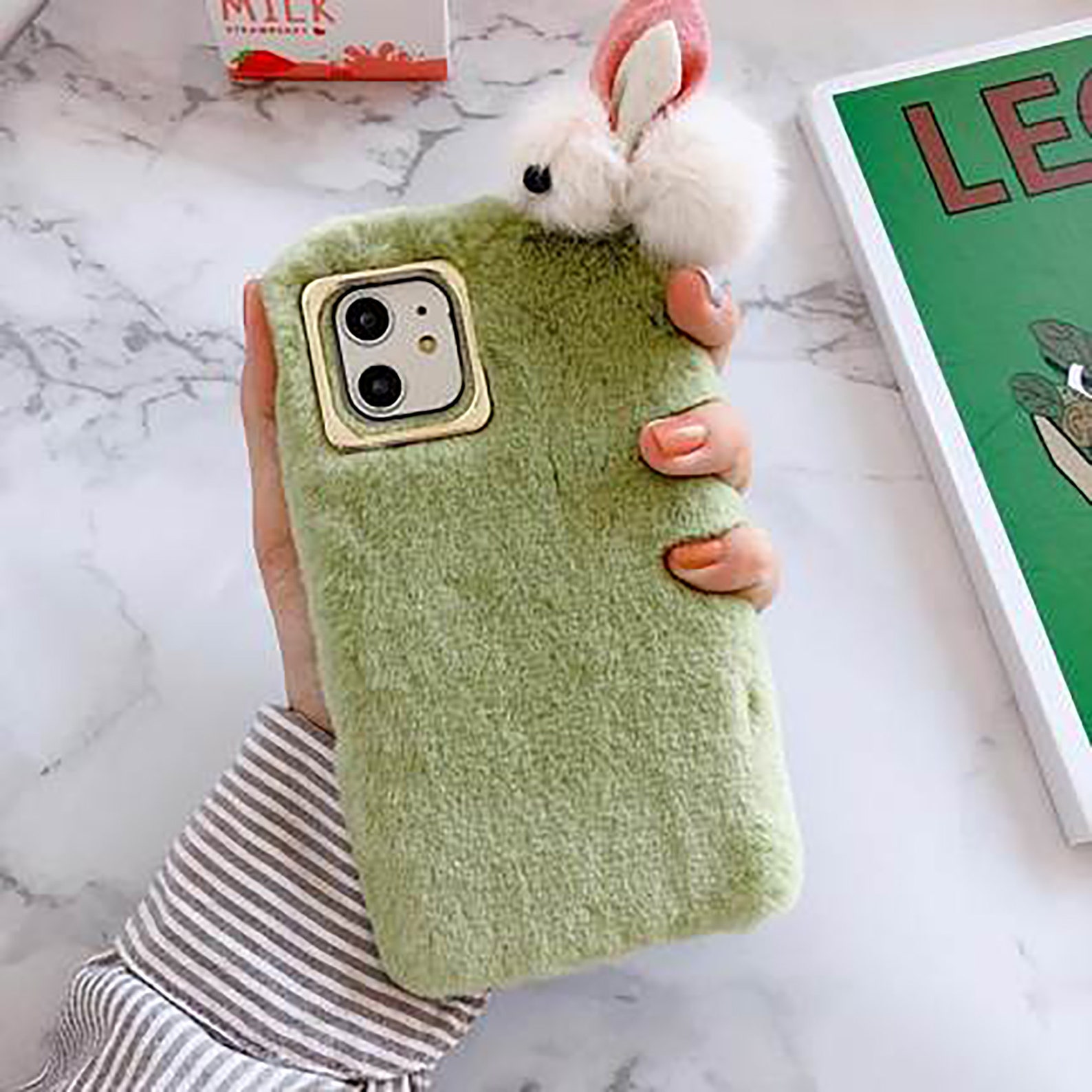 3D Cute Rabbit Warm Fluffy Shockproof Soft Case For iPhone 12 Etsy