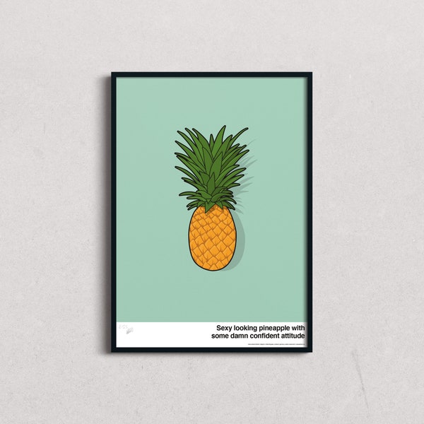 Bild Ananas, Pop Art Print, Food Art, Poster Comic Style, Illustration, Art Print, Offset Litho, Interior, Limited, Signed, Pineapple Love