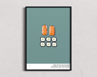 Image Sushi, Pop Art Print, Contemporary Art, Food Art, Poster Comic Style, Illustration, Art Print, Digital Print, Interior, Limited, Signed