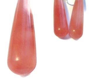 Cherry Quartz Earrings and Pendant Necklace (24") in Iron, Stainless Steel 175.00 ctw.