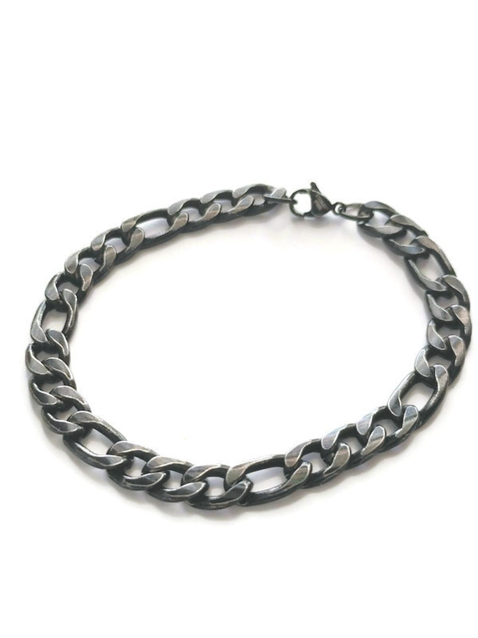 Men's Figaro Bracelets in Black, YG or Silver in Stainless Steel size 8