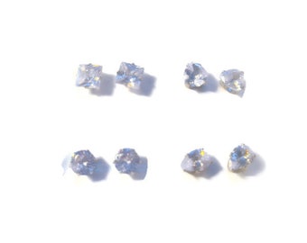 Set of 4 Cubic Zirconia Diamond Stud Earrings in Stainless Steel 3.24 ctw.