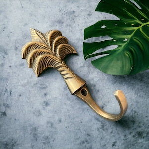 Tropical metal coat hooks. Perfect for home makeovers, bathroom towel hooks, themed hooks, coat racks. Single coat hooks. Brass . inc screws