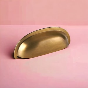 Brass Cup design drawer  kitchen cupboard handles. Over 50 + styles of cabinet pulls, wardrobe handles, drawer handles, wall hooks and more.