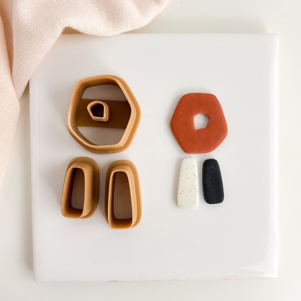 Hexagon Set Clay Cutter Organic Stacker Shape Clay Cutter Polymer Clay Stacker Cutters Polymer clay supplies