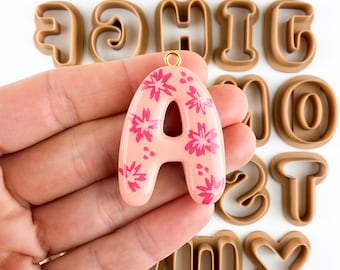 Key Chain Bag Tag Polymer Clay Alphabet Puffy Bubbly Letters