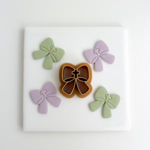 Cross Center Bow Christian Easter Organic Polymer Clay Cutter Trending Organic Shape Popular Polymer Clay Cutters Faith Polymer clay