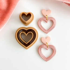 Double Heart Set Valentine's Day Cutter Heart Clay Cutter V-Day Shapes Clay Cutter Polymer Clay Stacker Cutters Polymer clay supplies