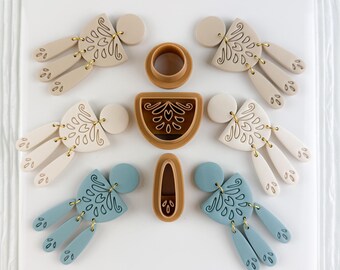 Thistle Boho Statement Dangles, Lightweight Polymer Clay Jewelry Cutter Tools