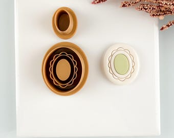 Ashley Boho Embossed bezel 3D Printed Trending Polymer Clay Earring Cutter