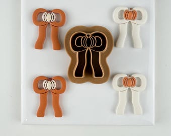 Pumpkin Bow Polymer Clay Fall Autumn Earring Cutter 34 × 26 mm