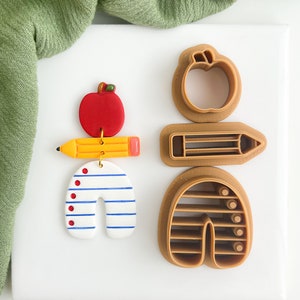 Teacher Arch Trio Back To School Polymer Clay Cutter Fruit Trendy Clay Cutter Shapes Polymer Clay Dangle Cutters Polymer clay supplies