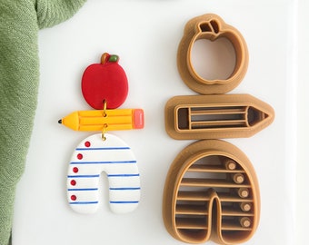 Teacher Arch Trio Back To School Polymer Clay Cutter Fruit Trendy Clay Cutter Shapes Polymer Clay Dangle Cutters Polymer clay supplies