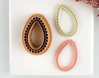 Circle Teardrop Embossed 3D Printed Trending Polymer Clay Earring Cutter