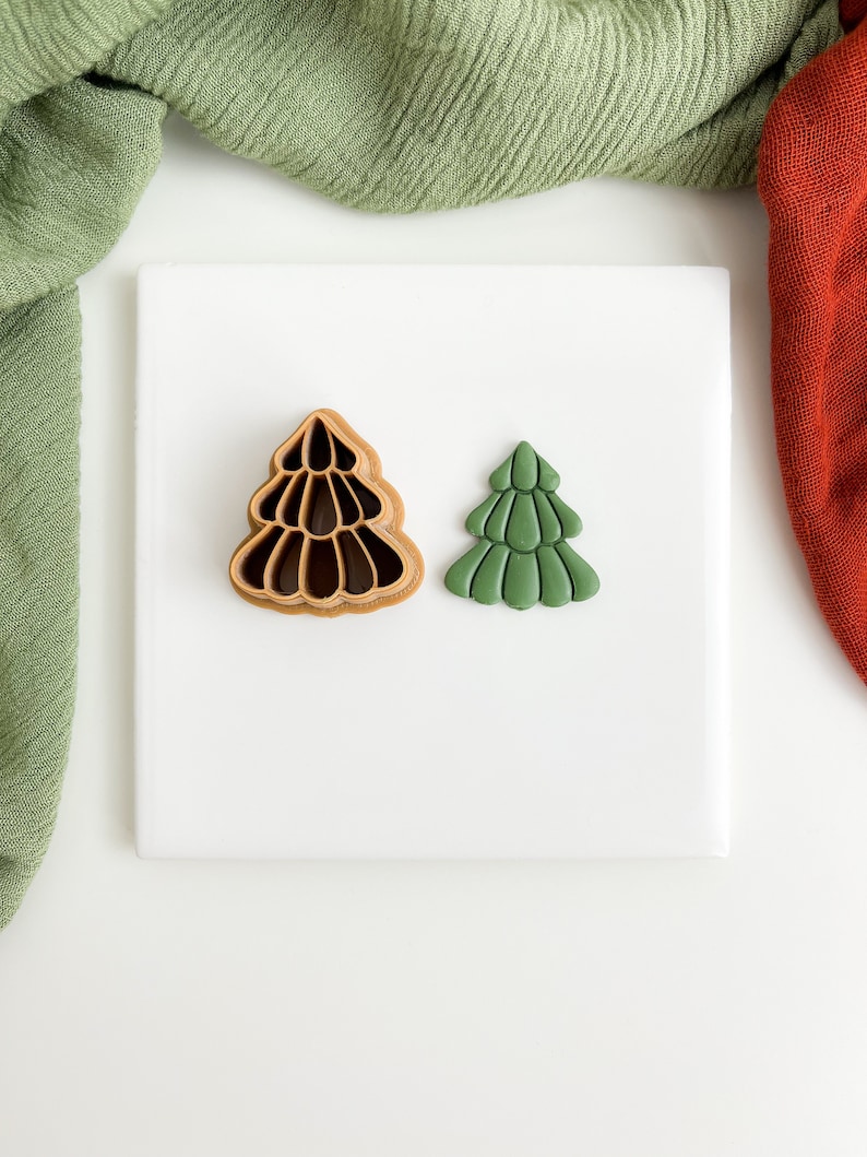 Scalloped Christmas Tree Christmas Polymer Clay Cutters Holiday Christmas Clay Cutters Embossed Trending Polymer Clay Cutters image 1