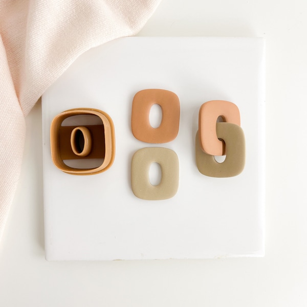Square Link Clay Cutter Organic Stacker Shape Clay Cutter Polymer Clay Stacker Cutters Polymer clay supplies