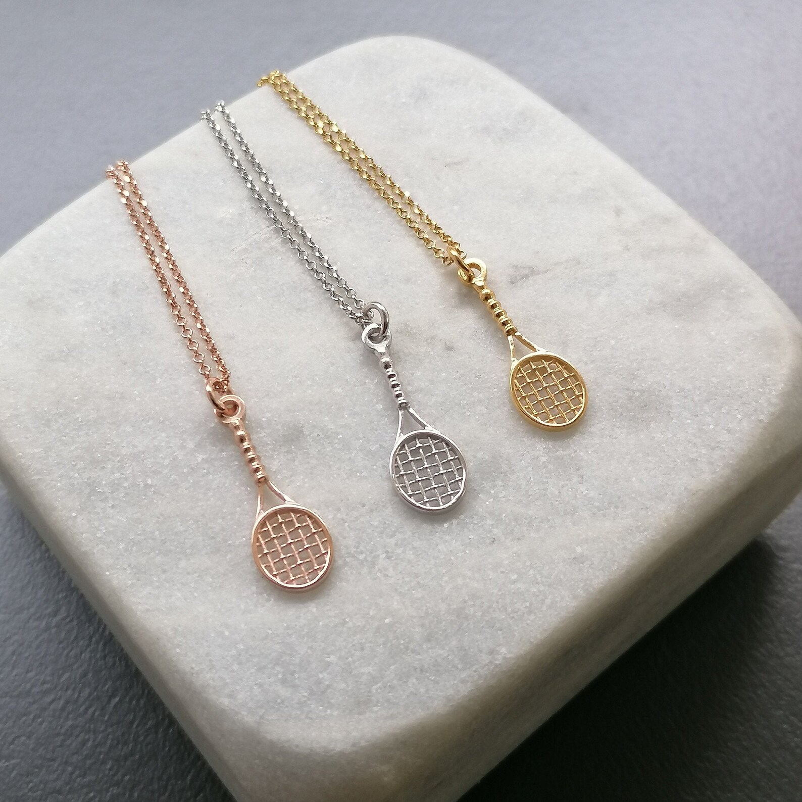 Minimal Silver Tennis Racket Necklace Silver Racket Charm Etsy