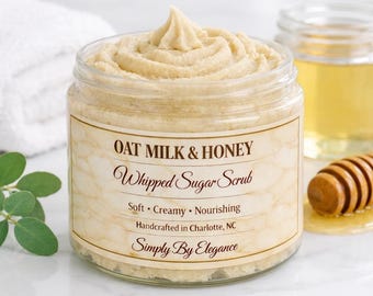 Oat Milk Honey Whipped Sugar Body Scrub – Creamy Body Exfoliate for Soft Healthy Skin
