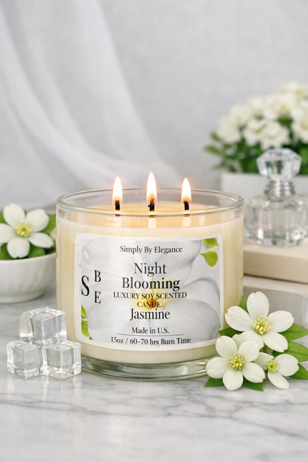 Night Blooming Jasmine Triple Wick Soy Candle – Luxury Floral ...