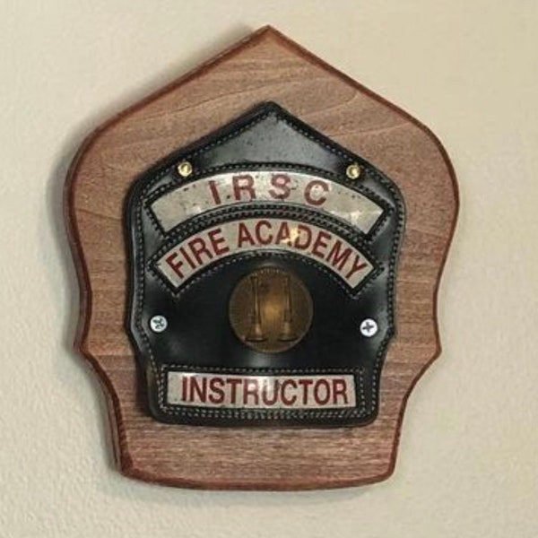 Wood Firefighter Helmet Shield Plaque