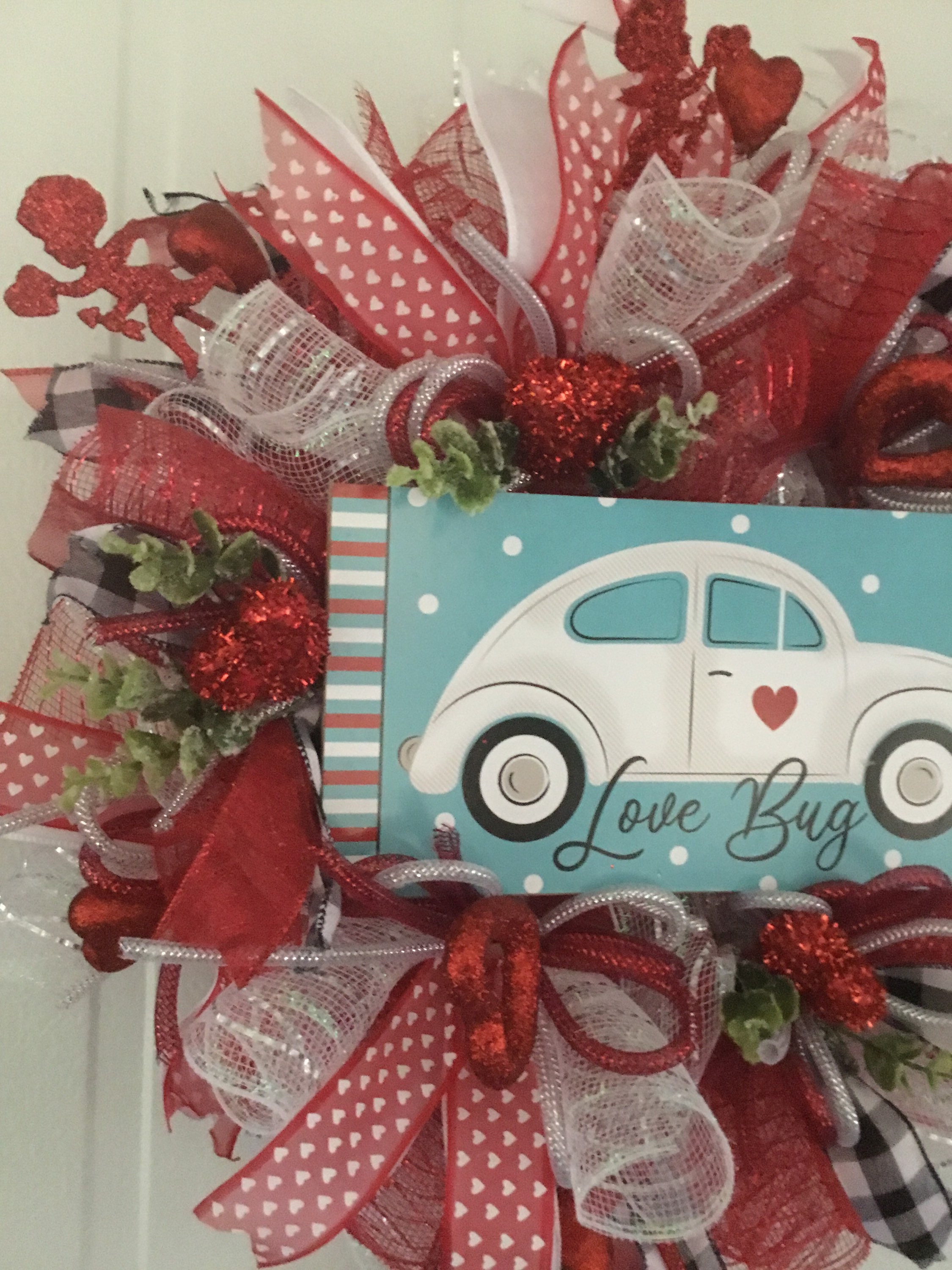 Car Wreath Love Bug Holiday Hanger Wreath Etsy UK