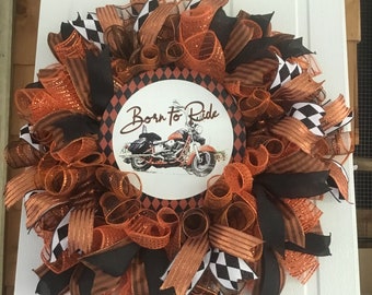 Motorcycle Wreath, Cycle riders, RosekransCreation, Father’s Day wreath, Bike Riders, Bike Rider wall deco, Summer Wreath