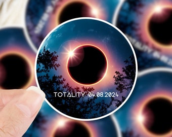 Total Solar Eclipse 2024 Sticker, Path Of Totality Souvenir, April 8 2024, add your state, water bottle, laptop, journal, astronomy gift