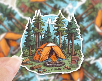 Camping Sticker, Camping vinyl Sticker, adventure, Laptop Sticker, planner Sticker, nature sticker, tumbler sticker, planner sticker