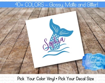 Personalized Mermaid Tail decal, Glitter Mermaid Tail Decal, Mermaid Sticker, car decal, tumbler decal, laptop decal