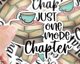 Book love Sticker, Just one more chapter sticker, Reading sticker, Stack of Books Sticker, Die cut sticker, Water bottle sticker, Vinyl