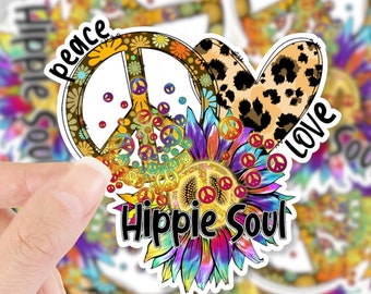 Hippie Soul Sticker, Peace Love Hippie Sticker, Retro Sticker, Hippie Sticker, peace Sticker, Laptop Sticker, Phone Sticker, Die cut sticker