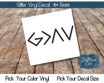 God is Greater than the highs and lows vinyl decal, Christian decal, Inspirational Vinyl Sticker, Cup glitter Decal, Car Decal, Laptop Decal