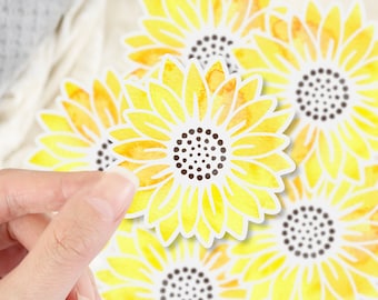 Sunflower Sticker, Flower Sticker, Watercolor Sunflower Sticker, Laptop Sticker, Phone Sticker, Die cut sticker, Water bottle sticker