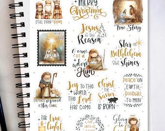 Christmas Nativity Quote Sticker Sheet, Christian Stickers for Planners, Journals, and Cards