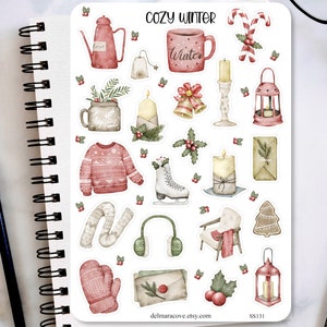 Cozy Winter Sticker Sheet, Winter sticker set, planner stickers, journaling stickers, bullet journal stickers, scrapbooking, December