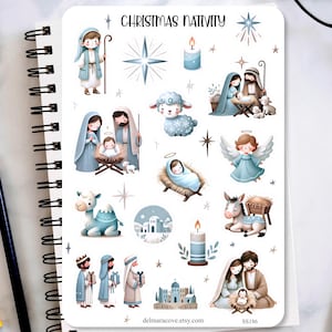 Christmas Nativity Sticker Sheet, Christian sticker sheets, Jesus planner stickers, Bullet journaling stickers, Christmas Card Stickers