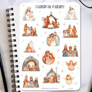 Christmas Nativity Sticker Sheet, Christian sticker sheets, Jesus planner stickers, journaling stickers, bullet journal stickers