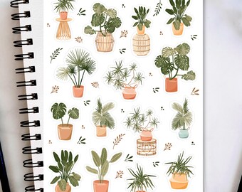 Boho House Plants Sticker Sheet, Plant stickers, planner stickers, journaling stickers, scrapbook stickers, bullet journal stickers