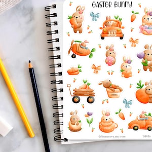 Easter Bunny Sticker Sheet, Easter Rabbit, Bunny stickers, Easter stickers, planner stickers, journaling stickers, scrapbook, bullet journal