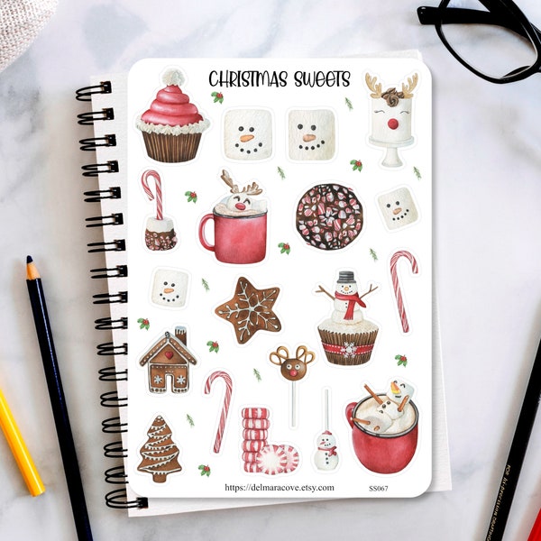 Christmas Sweets Sticker Sheet, Christmas Treats stickers, planner stickers, journaling stickers, scrapbook, bullet journal stickers