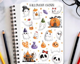 Ghost Sticker Sheet, Halloween Ghost stickers, Halloween stickers, planner stickers, journaling stickers, scrapbook, bullet journal