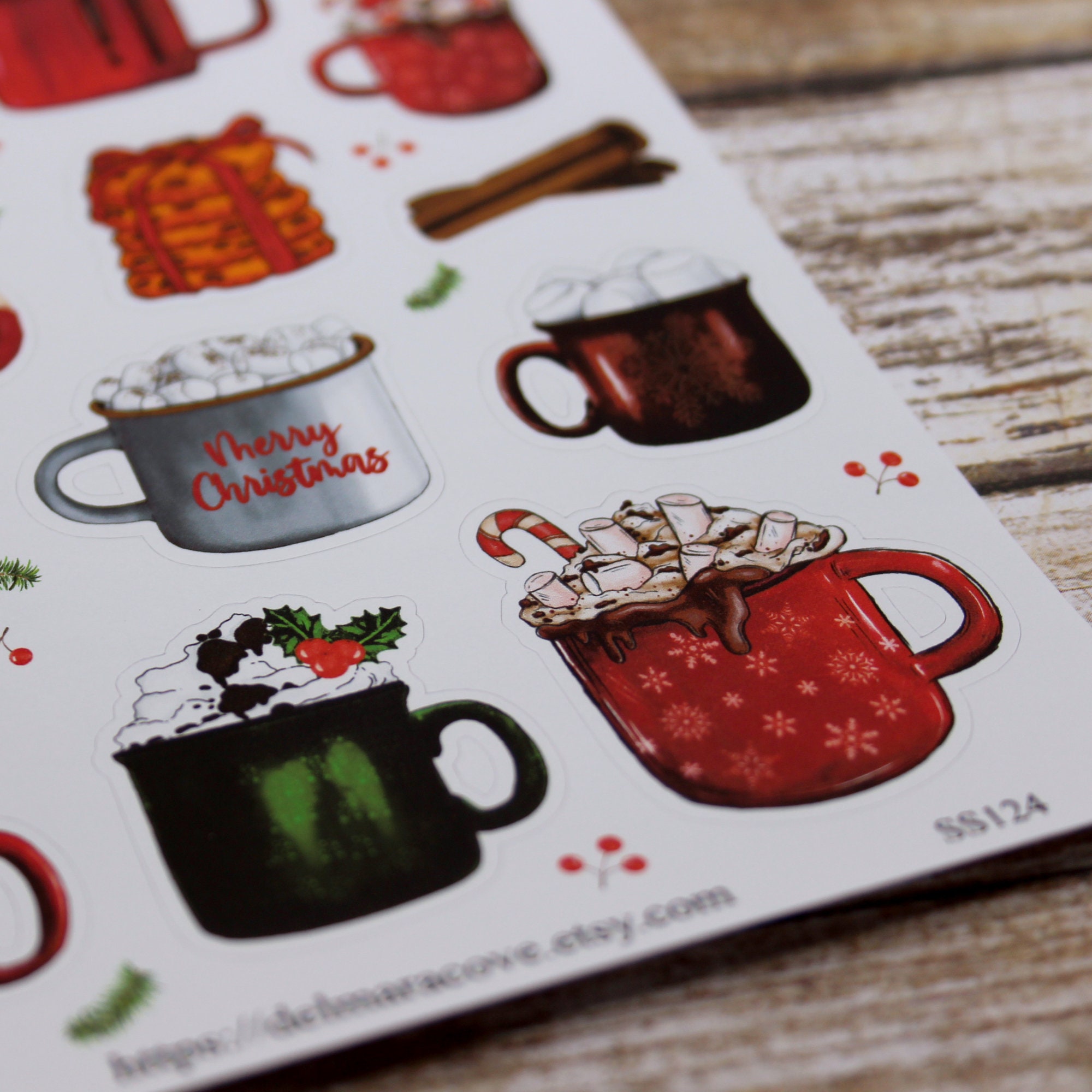 Hot Cocoa Sticker Sheet, Christmas Stickers, Planner Stickers, Winter ...