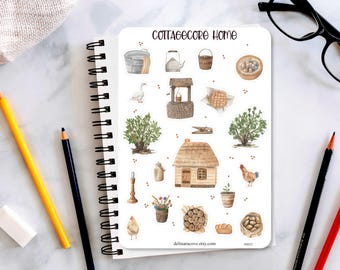 Cottagecore Home Sticker Sheet, Home stickers, planner stickers, journaling stickers, scrapbook stickers, bullet journal stickers